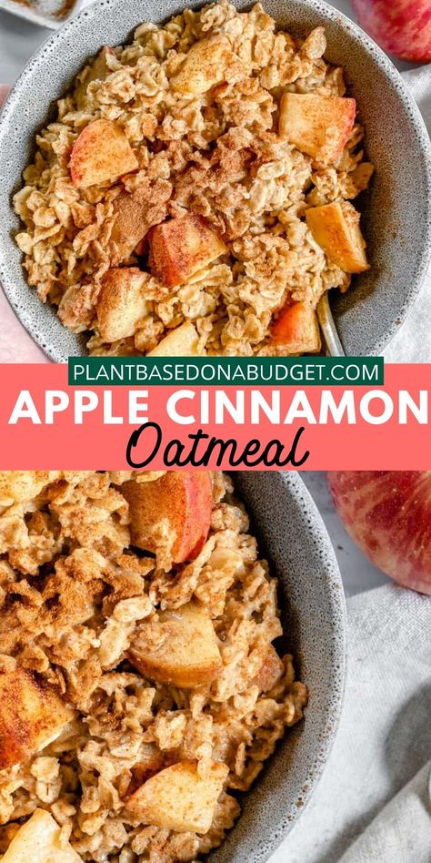 Cinnamon Granola, Apple Cinnamon Oatmeal, Fall Vegan Recipes, Protein Oatmeal, Vegan Oatmeal, Apple Oatmeal, Cinnamon Oatmeal, Plant Based Breakfast, Healthy Bowls