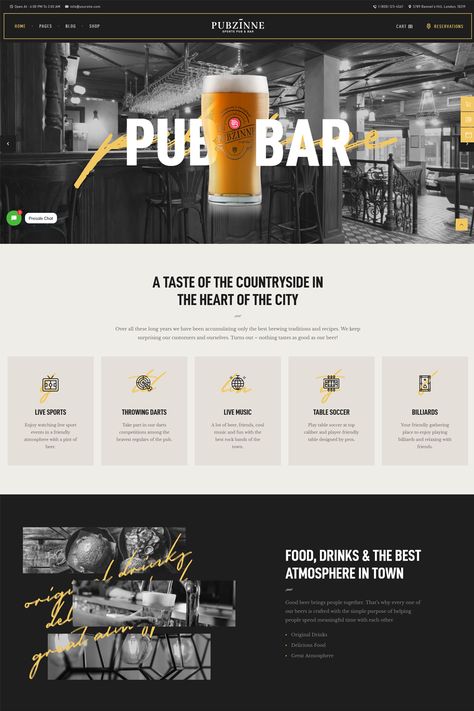 The "Pubzinne - Sports Bar WordPress Theme" is a WordPress theme tailored for sports bars, pubs, restaurants, and similar establishments. Sports Bar Branding, Bar Website Design, Bar Website, Sports Pub, Sports Bars, Human Anatomy Art, Website Redesign, Pub Bar, Sports Bar