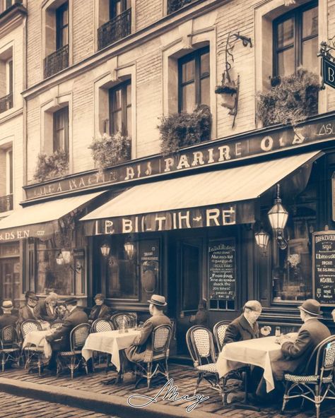 🗣️ Stepping back in time to early 20th-century Paris. 🇫🇷 ✨ Classic French bistros like these were the epitome of charm and elegance. #ThrowbackThursday #FoodHistory #OldWorldCharm #MAYAiCEO #Foodie #Yummy #France #Paris #Throwback 1960s France, Paris 1920s, French Dinner Parties, 19th Century France, Dead Plate, Coffee Shop Photography, Shop Photography, Old Bar, Street Mural