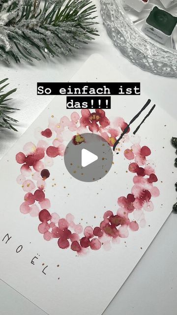 Barbara | Lettering, Watercolor on Instagram: "Der einfachste Beeren-Kranz der Welt 🥰" Pretty Homemade Christmas Cards, Watercolour Christmas Cards Ideas Watercolor Painting Designs, Watercolor Card Christmas, Xmas Card Watercolor, Easy Diy Watercolor Christmas Cards, Hand Painted Christmas Cards Ideas, Watercolor Holiday Card Ideas, Watercolour Xmas Card Designs, Xmas Card Ideas Handmade