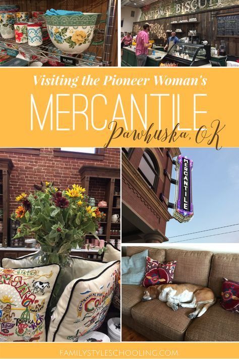 The Pioneer Woman's Mercantile is a destination bakery, deli and general store featuring the Pioneer Woman's collection of books, mugs and bowls. http://familystyleschooling.com/2017/04/24/pioneer-womans-merchantile/ Pioneer Woman Mercantile Store, Mercantile Store, Oklahoma Travel, Texas Vacations, Kitchen Fun, Travel Oklahoma, Ree Drummond, Jet Plane, Easy Dinners