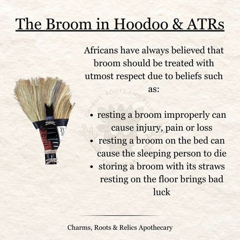 Significance of the broom in Hoodoo and ATRs Few household tools have as much magickal lore and mysticism attached to them as the broom. • • • #hoodoo #hoodoopractitioner #hoodoogurus #spellwork #spellworker #layingtricks #orishas #divination #ancestralveneration #alchemy #medicinewoman #africantraditionalreligion #atr #conjurewoman #conjure #conjurer #fyp Hoodoo Tips, Hoodoo Aesthetic, Hoodoo Witch, Gullah Culture, Crystal Knowledge, Hoodoo Conjure Rootwork, Hoodoo Rootwork, Conjure Woman, African Traditional Religions