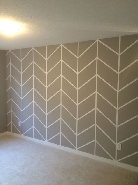 Chevron Accent Wall Paint, Wall Tape Designs Paint, Chevron Wall Paint, Chevron Painted Wall, Art Deco Website, Wall Paper Ideas, Room Paint Designs, Crafts To Do At Home, Tape Wall Art