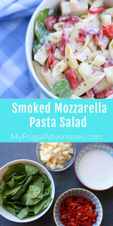 Smoked Mozzarella Pasta, Smoked Mozzarella Pasta Salad, Smoked Pasta, Mozzarella Pasta Salad, Spinach Pasta Salad, Pasta Salad With Spinach, Smoked Mozzarella, Mozzarella Pasta, New Recipes For Dinner