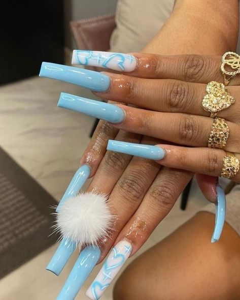 {𝐩𝐢𝐧 & 𝐢𝐠: 𝐣𝐮𝐥𝐢𝐚𝐬𝐭𝐮𝐭𝐳𝐳🐆} #nailartideas #nailart #nailideas Extendo Nails, Baby Blue Acrylic Nails, Nail Vibes, Graffiti Nails, Nail Practice, Baby Blue Nails, Blue Acrylic Nails, Drip Nails, Baddie Nails