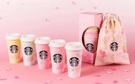 Cherry Blossom Frappuccino, Cherry Blossom Starbucks, Starbucks Name, Starbucks Merchandise, Starbucks Bottles, Starbucks Advertising, Kawaii Cups, Starbucks Store, Starbucks Valentines