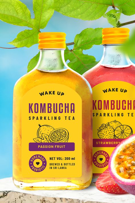 #labeldesign #bottlelabel #kombucha #graphicdesign #comzarto Kombucha Label Design, Kombucha Packaging, Kombucha Labels, Kombucha Bottles, Healthy Drinks Recipes, Drinks Recipes, Passion Fruit, Kombucha, Bottle Labels