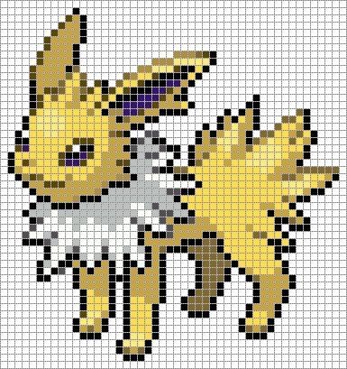 Jolteon Cross Stitch, Pokemon Pixel Art Grid, Perler Bead Pokemon Patterns, Pokemon Pixel Art, Pichu Pokemon, Pixel Pokemon, Pokemon Cross Stitch Patterns, Houses Minecraft, Pixel Quilting