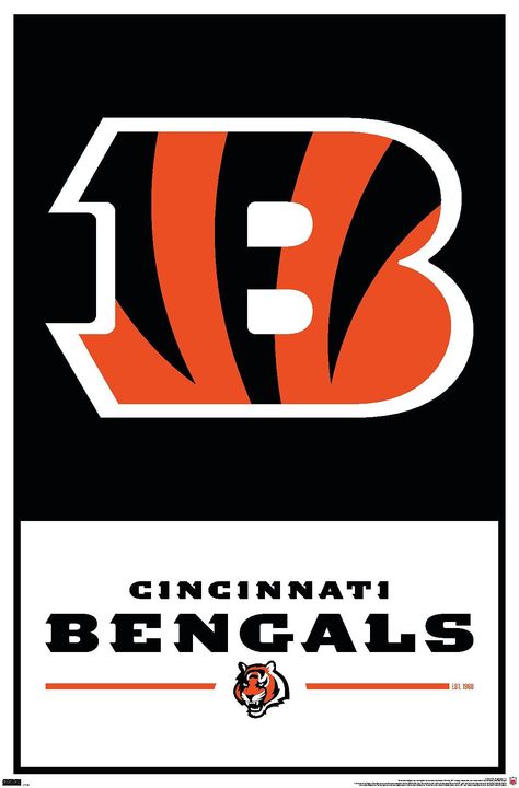 PRICES MAY VARY. THIS TRENDS NFL CINCINNATI BENGALS - LOGO 21 WALL POSTER uses high-resolution artwork and is printed on PhotoArt Gloss Poster Paper which enhances colors with a high-quality look and feel. HIGH QUALITY ART PRINT is ready-to-frame or can be hung on the wall using poster mounts, clips, push pins, or thumb tacks OFFICIALLY LICENSED wall poster PERFECT SIZE for any room; poster is 22.375" x 34" EASILY DECORATE any space to create the perfect decor for a party, bedroom, bathroom, kid Cincinnati Bengals Logo, Bengals Logo, Magnetic Frame, Magnetic Frames, Barn Wood Frames, Trends International, Wall Poster, Cincinnati Bengals, Poster Size