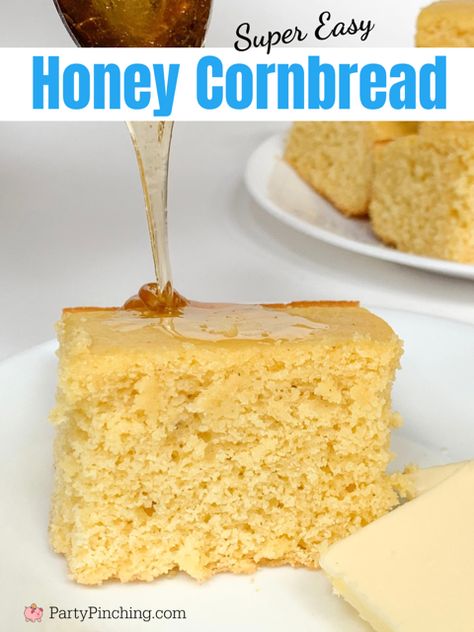 easy honey cornbread, moist honey cornbread, johnny cake cornbread, doctored Jiffy cornbread mix, best cornbread recipe, cute easy best cornbread mini muffin recipe for football game day Best Jiffy Cornbread Recipe, Cornbread Recipe Jiffy, Breakfast Bits, Cornbread Moist, Honey Cornbread Recipe, Cake Cornbread, Cornbread Muffins Jiffy, Recipe For Chili, Jiffy Cornbread Recipes