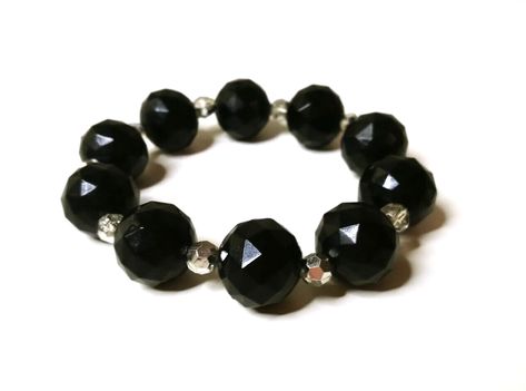 NEW BLACK SILVER BEADED STRETCH BRACELET HANDMADE FASHION JEWELRY Black Bracelet, Handmade Fashion Jewelry, Handcrafted Artisan Jewelry, Black Bracelets, Beaded Stretch Bracelet, Bracelet Handmade, Bracelet Silver, Handmade Fashion, Stretch Bracelet