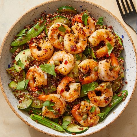 Shrimp Quinoa, Shrimp Zucchini, Shrimp And Quinoa, Lemon Shrimp, Red Quinoa, Summer Vegetables, Hello Fresh Recipes, Couscous Recipes, Healthy Shrimp