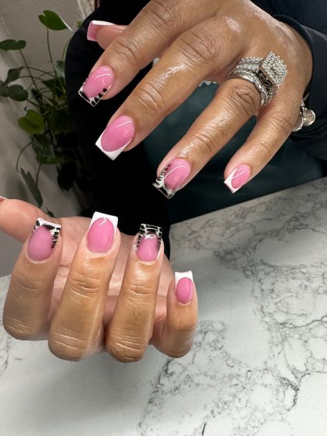 Pink Acrylic French tips with Gel Blooming gel art Pink Acrylic French Tips, Black And White Nails, Blooming Gel, Acrylic French, Gel Art, Pink Acrylic, Pink Acrylics, French Tips, White Nails