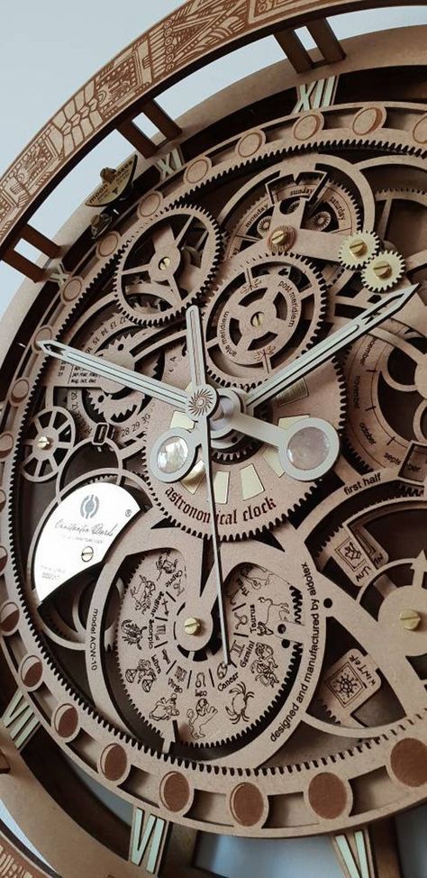 Mechanical Wall Clock, Astronomical Clock, Steampunk Clock, Art Resources, Steampunk Accessories, House Decorations, Wooden Wall Clock, Grandfather Clock, Days Of The Week