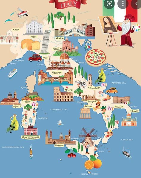 Cartoon Map, Map Of Italy, Italy Poster, Poster Diy, Italy Map, Invitation Inspiration, Illustrated Map, Italy Vacation, Cute Illustration