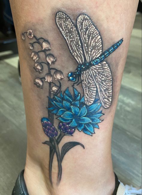 Dragonfly Daisy Tattoo, Dragonfly And Cattails Tattoo, Blue Dragonfly Tattoo For Women, Dragonfly Wildflower Tattoo, Mystical Dragonfly Tattoo, Fingerprint Tattoos, Delicate Tattoos For Women, Memorial Tattoo Designs, Girl Neck Tattoos