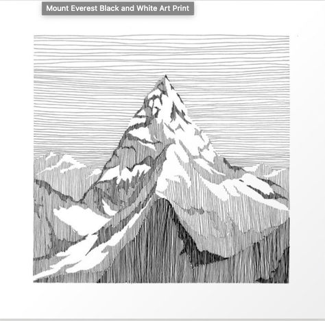 Hatch Art, Magic Screen, Mountain Sketch, Monte Everest, Black And White Art Print, Etch A Sketch, White Art Print, Sketch Videos, Artist Sketches