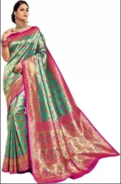 Buy beeta fashion Woven Banarasi Jacquard Dark Green, Pink Sarees Online @ Best Price In India | Flipkart.com Golden Banarasi Saree, Bridal Sarees Online, Linen Silk Saree, Golden Saree, Saree Bollywood, Colourful Flowers, Art Silk Sarees, Banarasi Saree, Kanchipuram Saree