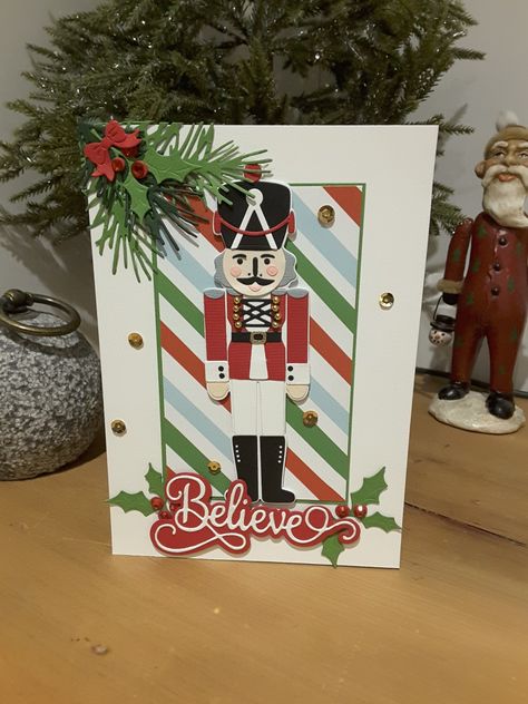 Nutcracker christmas card Nutcracker Christmas Cards Handmade, Christmas Cards 2024, Nutcracker Tags, Nutcracker Cards, Childrens Christmas Cards, The Nutcracker Christmas, Christmas Card Book, Watercolor Nutcracker, Nutcracker Christmas Card