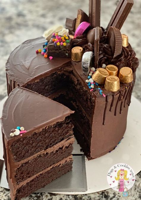 Chocolate Overload Cake 3 Tier Chocolate Birthday Cake, Chocolate Themed Birthday Cake, Choc Cake Decoration Ideas, Chocolate Bday Cake, Chocolate Cake Decoration Ideas, Chocolate Celebration Cake, Chocolate Overload Cake, Chocolate Birthday Cake Decoration, Cakes For Teenagers