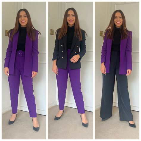 Vibrant puple suit Purple Suit, Purple Blazer, Purple Suits, Purple Pants, Zara Pants, Zara, Blazer, Purple, Pants