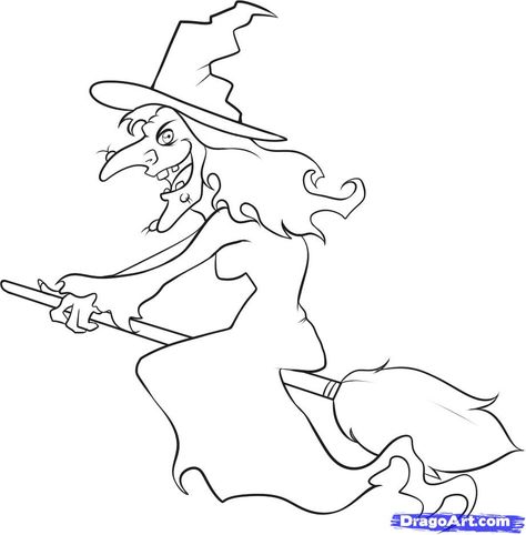 witch Witch Face Drawing, Cute Easy Witch Drawing, Witch Face Silhouette, Easy Witch Painting, Cartoon Witch Drawing Easy, Witches Broomsticks, Witch Drawing, Evil Witch, Halloween Drawings