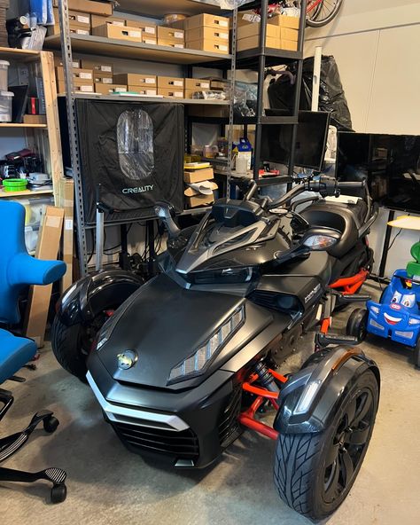 New custom project in the works for my clients Pan-Am Spyder F3! Can’t wait to see the end results! Pardon my daughters toy car beside it 😂 #spyder #spyderf3 #customproject #3dprinting #custombikeparts #custombike #customparts #panambike Custom Bike Parts, Pan Am, My Daughters, Custom Bikes, The Works, 3d Printing, The End, Toy Car, Bike