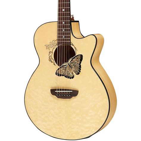 Luna Guitars Fauna Butterfly Acoustic-Electric Guitar Butterfly Guitar, Fender Acoustic Guitar, Luna Guitars, Semi Acoustic Guitar, Fender Acoustic, Acoustic Guitar Case, Electric Guitar For Sale, Guitar Stickers, Guitar Ideas