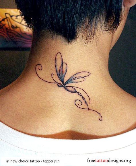 Tattoos For Back Of Neck, Neck Tattoos For Females, Tattoos For Back, Shaman Magic, Back Of Neck Tattoos For Women, Tattoo Dragonfly, Tattoos For Females, Best Neck Tattoos, Girl Neck Tattoos