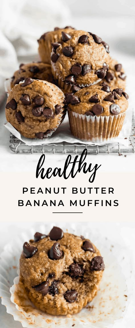 Healthy Peanut Butter Banana Muffins - Broma Bakery Healthy Peanut Butter Banana Muffins, Banana Protein Muffins, Peanut Butter Muffins, Healthy Banana Muffins, Peanut Butter Banana Muffins, Broma Bakery, Bolo Fit, Protein Muffins, Dessert Party