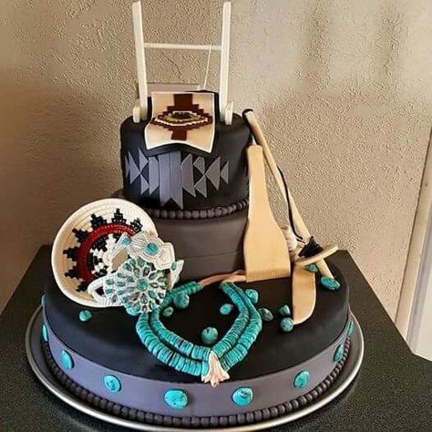 Navajo inspired cake Indigenous Wedding, Native American Cake, Native Wedding, Cowgirl Cakes, Cakes Inspiration, Country Wedding Cakes, American Cake, 4th Birthday Cakes, Cake Inspo