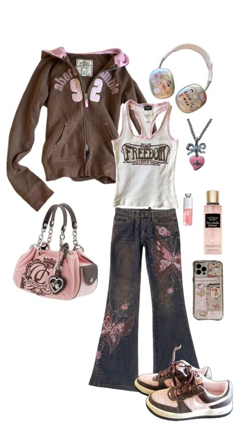 #outfitinspo #pinkoutfitinspo #viviennewestwood #diorlipoil #victoriassecret Pink Outfit Ideas, Clothes Brown, 2000s Outfit, Outfit Brown, Brown Y2k, 2000s Clothes, Brown And Pink, Y2k Clothes, Pink And Brown