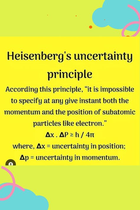 HEISENBERG'S UNCERTAINTY PRINCIPLE|Chemistry772 Heisenberg Uncertainty Principle, Uncertainty Principle, Quantum Consciousness, Chemistry Notes, Quantum Physics, Space Science, Consciousness, Chemistry, Physics