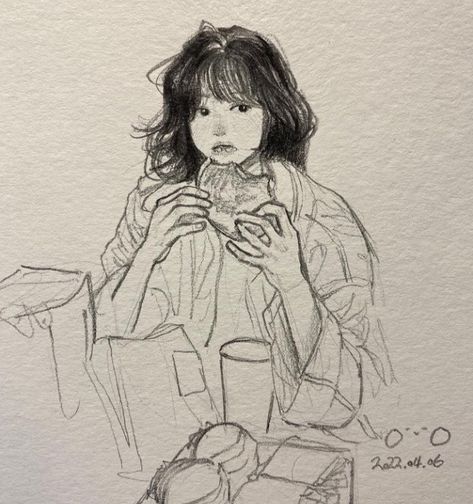 Girl Eating, Animation Art Sketches, Art Tools Drawing, Realistic Art, Hand Art Drawing, 영감을 주는 캐릭터, Book Art Drawings, Art Tutorials Drawing, Sketchbook Art Inspiration