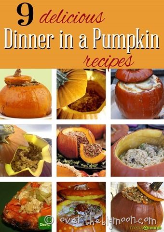 Fun family tradition to eat dinner in a pumpkin before trick or treating. Great round up of different recipes to try! Dinner In A Pumpkin, Pumpkin Recipes Dinner, Pumpkin Stew, Pumpkin Recipe, Big Moon, Halloween Traditions, Recipes Delicious, Meal Suggestions, Family Tradition