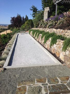 Sloped Landscape Design Ideas, Pictures, Remodel and Decor Bocce Court Backyard, Sloped Landscape, Hillside Pool, Bocce Ball Court, Amazing Swimming Pools, Landscaping A Slope, Bocce Court, Swimming Pool Architecture, Bocce Ball