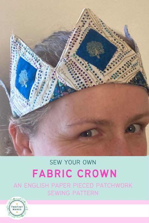 This unique take on a Fabric crown using the Patchwork Quilting technique of English Paper Piecing. Creating perfect Jewels for a customisable party crown! Perfect as a substitute to the paper Crown for a Christmas Cracker, for your little princess crowns, party crowns or just a crown for fancy dress, every one needs a crown in their life!! A step by step sewing pattern with full colour instructions perfect for that confident beginner. This would make a beautiful handmade gift. Homemade Kids Gifts, Crown Tutorial, Unique Sewing Patterns, Royal Tea Parties, Princess Crowns, Fabric Crown, Crafty Fox, Paper Crown, Handmade Gifts Diy