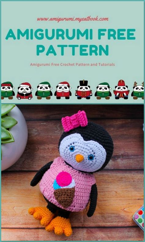 Amigurumi Penguin, Crochet Penguin, Penguin Pattern, Cat Amigurumi, Crochet Free Patterns, Cute Amigurumi, Crochet Amigurumi Free, Free Cats, Black Thread