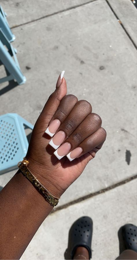 Medium White French Tip, French Tip Acrylics, White French Tip, French Tip Acrylic Nails, Tip Nails, White French, French Tips, I Love Nails, Nails 2024