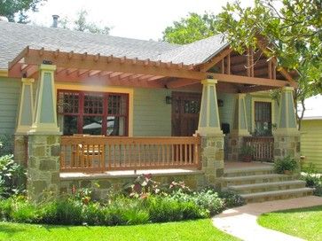 Bungalow Porch Addition - Traditional - Exterior - Austin - Heimsath Architects Front Porch Without Roof, Bungalow Front Porch, Porch With Pergola, Bungalow Farmhouse, Bungalow Porch, Front Porch Pergola, Porch Extension, Front Porch Addition, Porch Addition