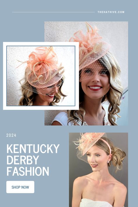 Step into the world of fashion and flair with our exclusive showcase of the Top 2024 Kentucky Derby Hats. Each masterpiece reveals a unique story and exudes an aura of excitement and elegance. From feathered fascinators to awe-inspiring wide brims, these hats are more than just accessories; they're the key to expressing your individuality. Join us at the style stakes and let your hat do the talking. Blush Pink Fascinator, Diy Fascinator, Kate Middleton Hats, Kentucky Derby Fashion, Ivory Fascinator, Derby Fashion, Kentucky Derby Fascinator, Breeders Cup, Pink Fascinator