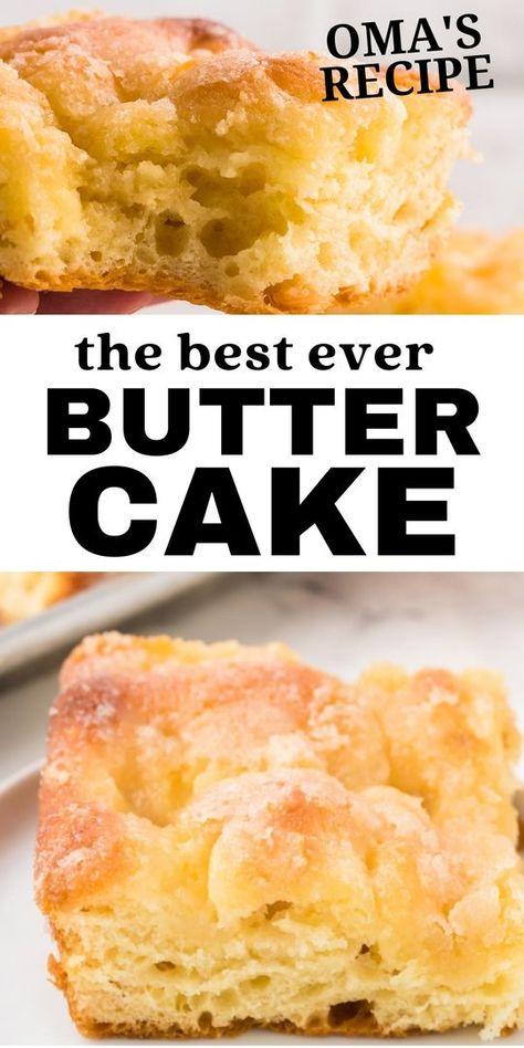 German Butter Cake is made with a rich blend of milk, sugar, yeast, eggs, and flour. And of course plenty of butter! The result is a melt-in-your-mouth delicious light and airy cake, that's gooey and sweet. Butterkuchen Dessert | German Butter Cake | German Desserts #cheerfulcook #butterkuchen #buttercake #recipe #baking #German German Butter Kuchen Recipe, German Yeast Cake, Buttercake Dessert, Butter Kuchen Recipe, German Butter Cake, Universal Yums, German Cakes Recipes, Dutch Butter Cake, Easy German Recipes