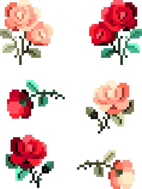 Rose Pixel Art, Pixel Rose, Pixel Art Minecraft, Motif Acnl, Piskel Art, Photo Rose, Pixel Art Tutorial, Arte 8 Bits, 8bit Art