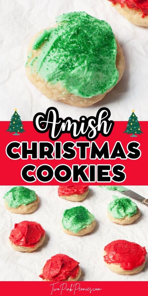 These Amish Christmas Cookies are an easy way to get in the Christmas spirit. This old fashioned Amish recipe is delicious and uses just a few ingredients! Cookie Exchange Recipes Easy, Soft Sugar Cookies Recipe, Christmas Sugar Cookies Easy, Amish Sugar Cookies, Easy Holiday Cookies, Soft Sugar Cookie Recipe, Old Fashioned Recipe, Cookie Exchange Recipes, Christmas Breakfast Recipe