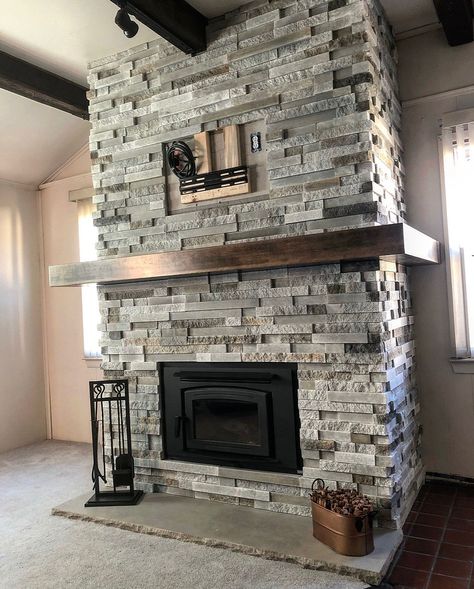 Granite Hearth Fireplace, Barn Beam Mantels, Rustic Stone Fireplace, Fireplace Accent Walls, Granite Hearth, House Fireplace, Hearth Tiles, Hearth Stone, Granite Fireplace