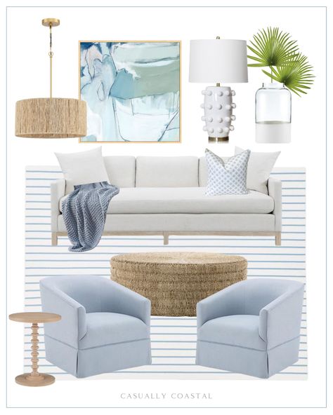 Cover Only Blue Pinecone Designed … curated on LTK Small Living Room Kitchen Ideas, Small Beach Condo, Beach House Decor Living Room, Hamptons Living Room, Hamptons Interior Design, Small Beach Houses, Beach Living Room, Condo Living Room, Beach House Living Room