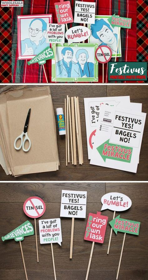 Festivus Photo Booth Props | Party Ideas & Activities by Wholesale Party Supplies Seinfeld Christmas, Seinfeld Party, Festivus Party, Party Ideas Activities, Happy Festivus, Festivus For The Rest Of Us, Printable Photo Props, Work Christmas Party, Wet Felting Projects