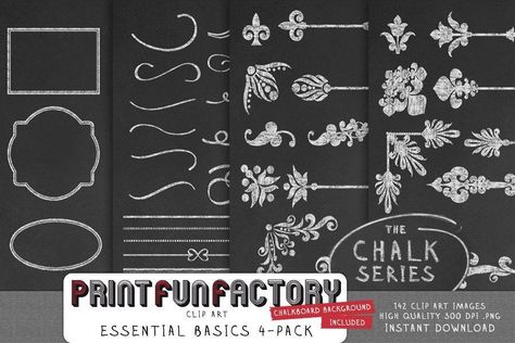 Chalk clip art – Discount pack Essential Basics – digital chalk frames chalk embellishments digital chalkboard ornaments INSTANT DOWNLOAD by PrintFunFactory on Etsy: Chalkboard Ornaments, Chalkboard Ornament, Chalk Labels, Digital Graphics Art, 1 Clipart, Digital Alphabet, Art Essentials, Chalkboard Background, Black Chalkboard