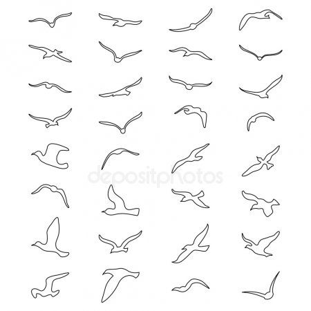 Birds Drawing Easy Flying, Birds Flying In The Sky Drawing, Seagull Outline Tattoo, How To Draw Flying Birds, Flying Bird Drawing Simple, Bird Drawings Flying, How To Draw A Bird Flying, Flying Birds Illustration, Birds Drawing Flying