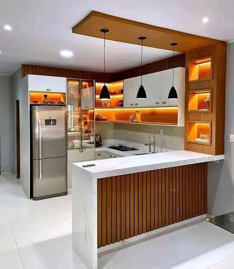 Breakfast Counter Ideas, Kitchen Wallpaper Design, Kitchen Wallpaper Ideas, Breakfast Counter, Kitchen Window Design, Model Dapur, Bar Counter Design, Kitchen Bar Design, Kitchen Layout Plans